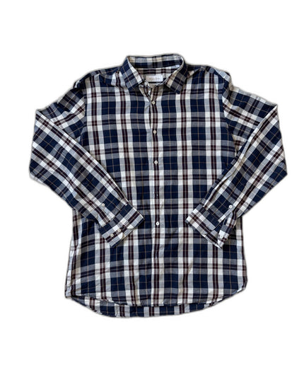 Massimo Dutti Blue & Burgundy Checked Shirt - S