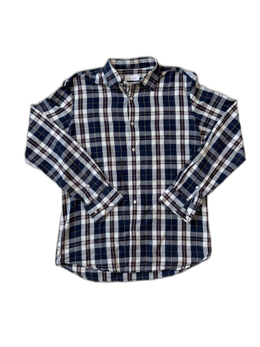 Massimo Dutti Blue & Burgundy Checked Shirt - S