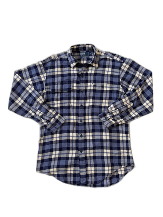Ralph Lauren Dungaree Blue & Cream Checks Polo shirt - S