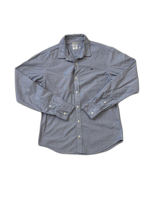 Tommy Hilfiger Micro-Striped Button-Down Denim Blue Shirt - XS