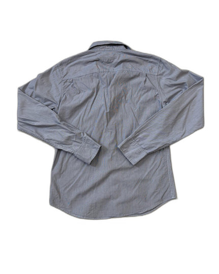 Tommy Hilfiger Micro-Striped Button-Down Denim Blue Shirt - XS