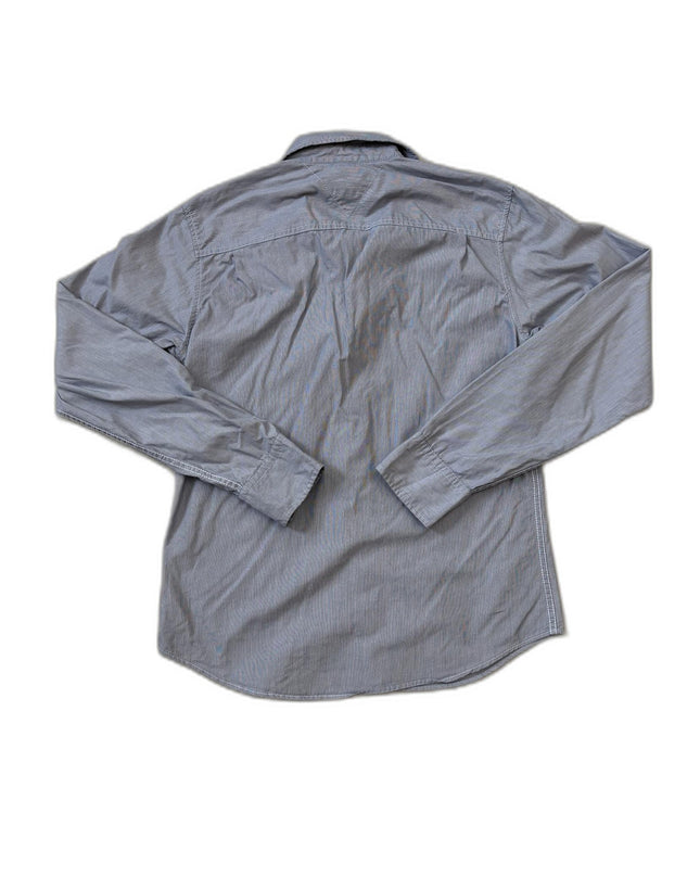 Tommy Hilfiger Micro-Striped Button-Down Denim Blue Shirt - XS