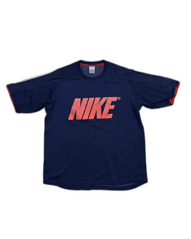 Nike Graphic Crew Neck Navy Blue T-Shirt - L