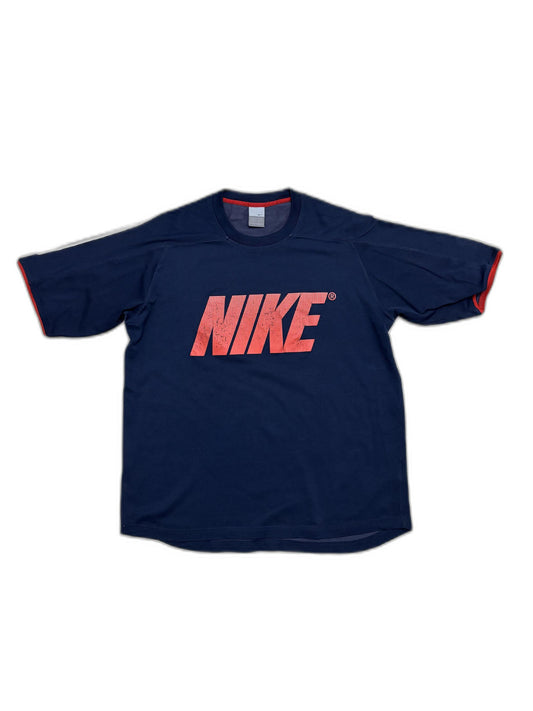 Nike Graphic Crew Neck Navy Blue T-Shirt - L