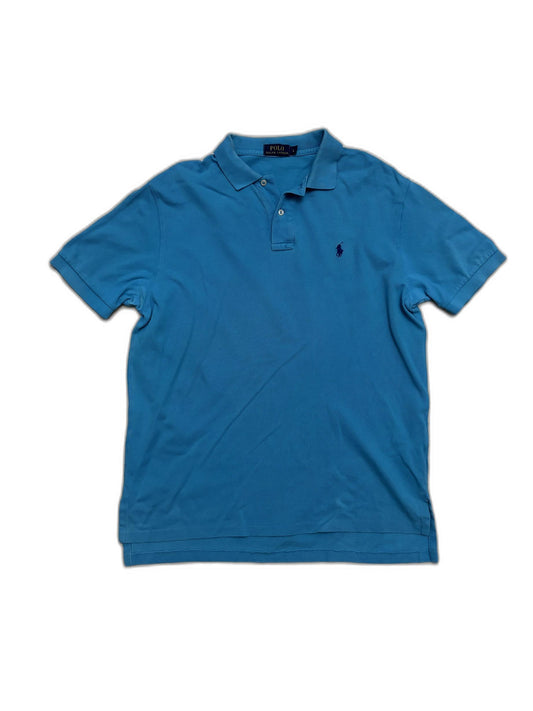 Ralph Lauren Classic Blue Embroidered Pony Logo Polo T-Shirt - L