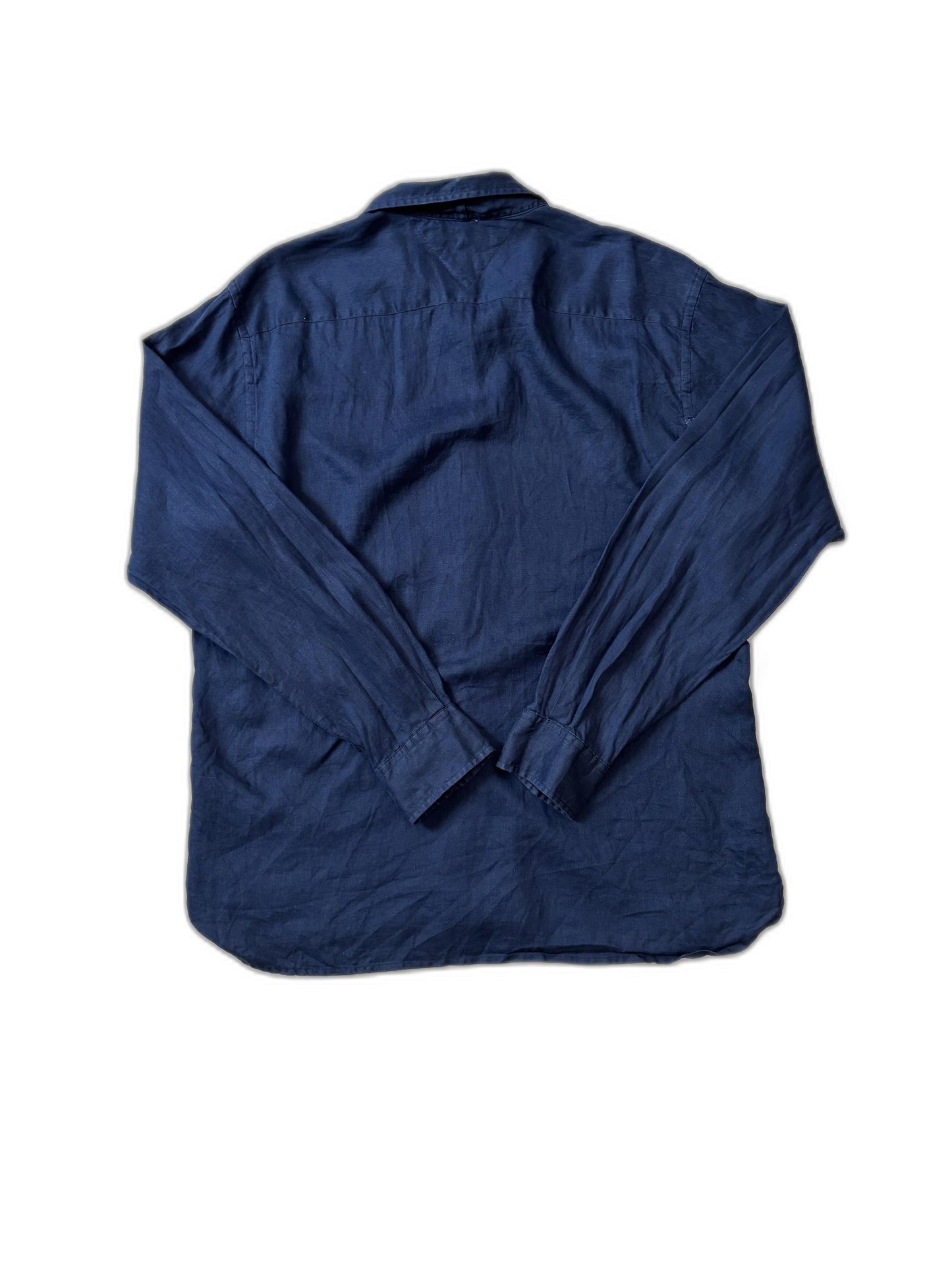 Tommy Hilfiger Premium Linen Casual Navy Blue Shirt - M