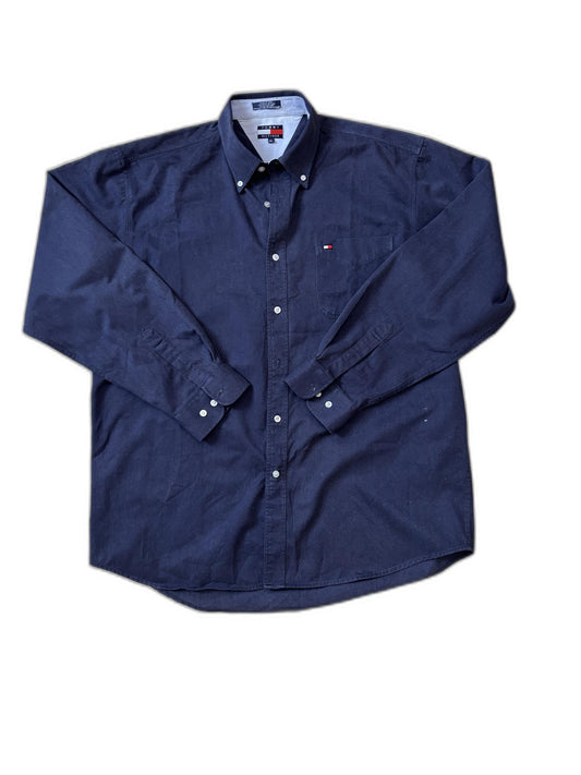 Tommy Hilfiger Classic Fit Button-Down Navy Blue Shirt - XXL