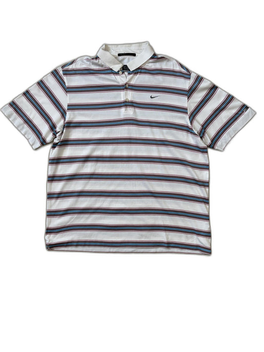 COLLECTIBLE Nike Tiger Woods Fitdry Striped Golf Polo Shirt - XL