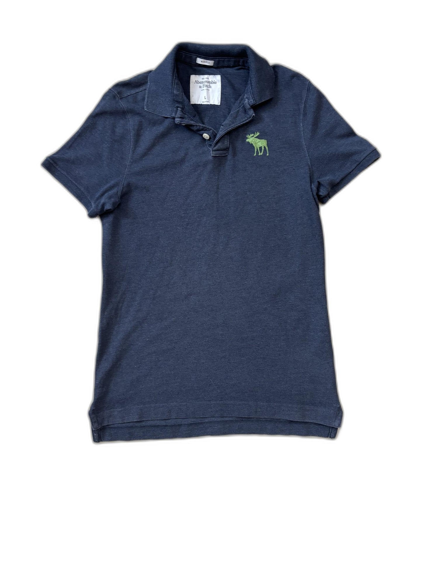 Abercrombie & Fitch Y2K Navy Blue Muscle Fit Polo Shirt - S
