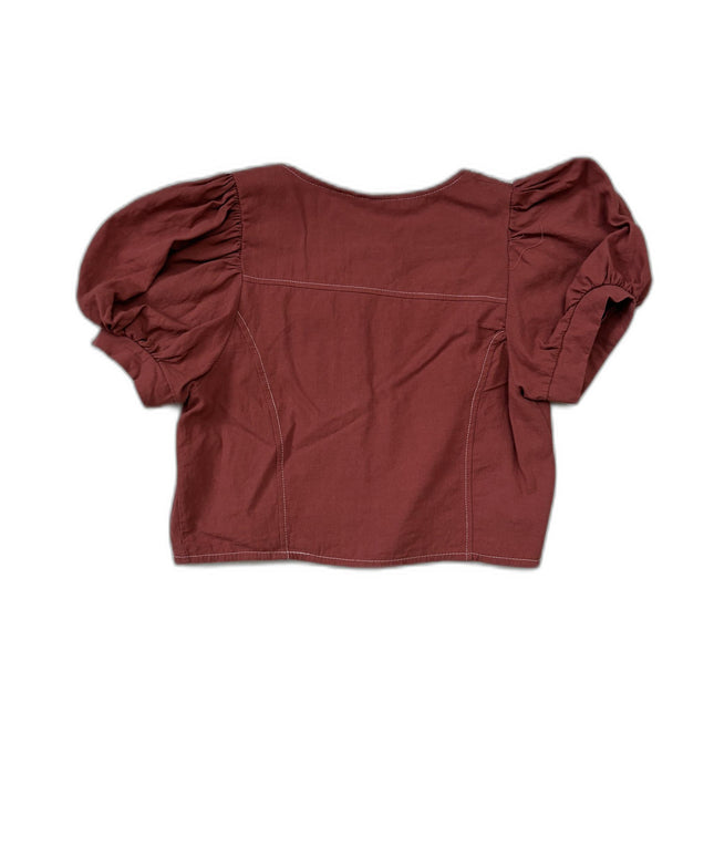 Y.L.L Rust Puff Sleeve Button-Down Casual Top - XS | With Tags