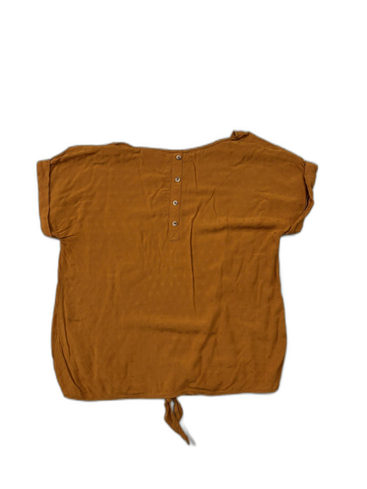 Women Casual Button-Down Tie-Back Mustard Top - S