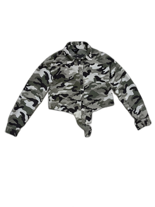 New Look Camouflage Cropped Button-Down Top - XS