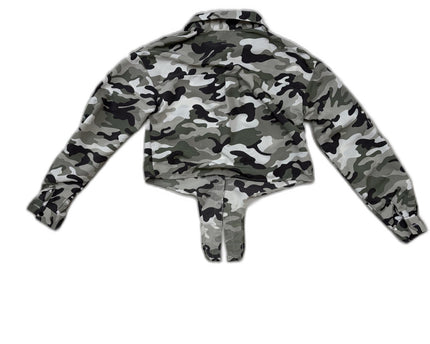New Look Camouflage Cropped Button-Down Top - XS