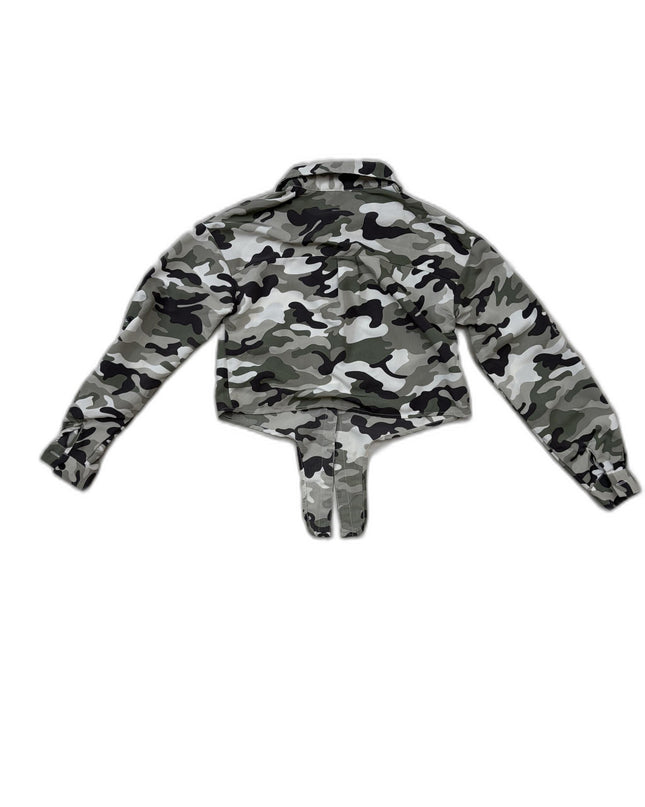New Look Camouflage Cropped Button-Down Top - XS