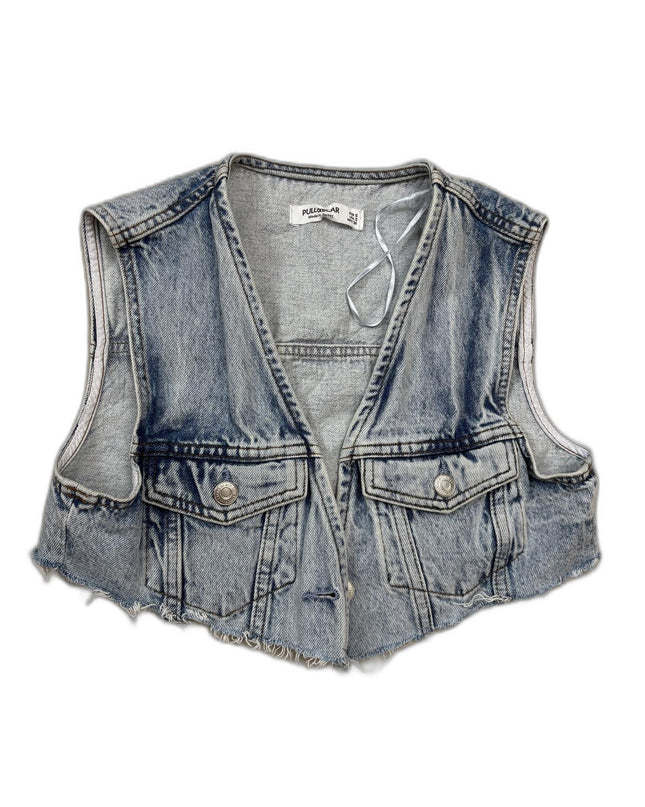 Pull & Bear Blue Denim Cropped Jacket - XS
