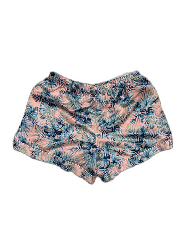 Tropical Palm Leaf Polyster Pink Shorts - XS