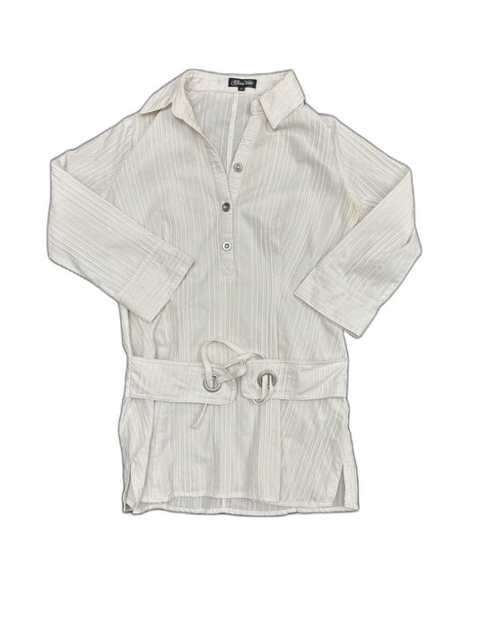 Clara Viti White Striped Belted Casual Tunic Shirt - XS