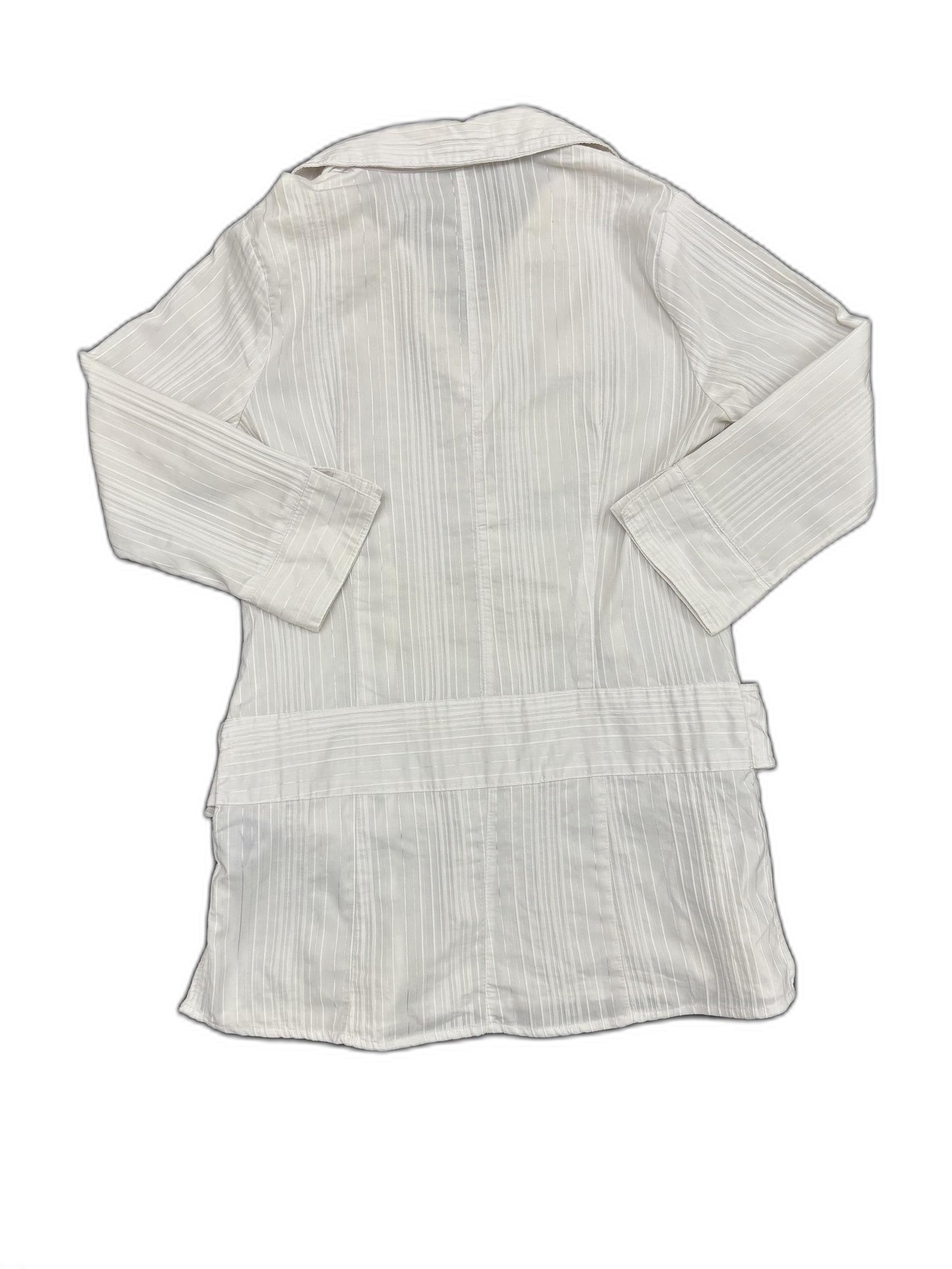 Clara Viti White Striped Belted Casual Tunic Shirt - XS
