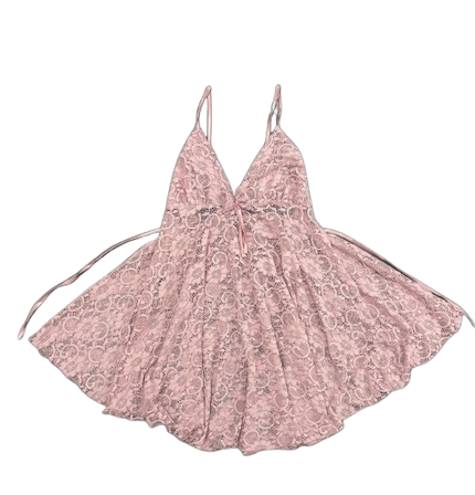 Pink Lace V-Neck Babydoll Dress - XS