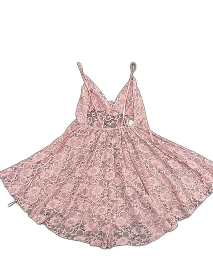 Pink Lace V-Neck Babydoll Dress - XS