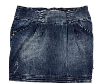 Stradivarius High-Waist Washed Blue Denim Mini Skirt - M | Waist 30"
