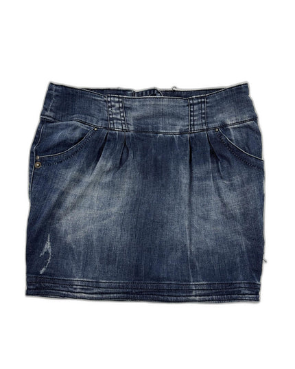 Stradivarius High-Waist Washed Blue Denim Mini Skirt - M | Waist 30"