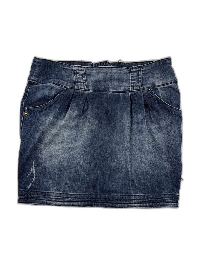 Stradivarius High-Waist Washed Blue Denim Mini Skirt - M | Waist 30"