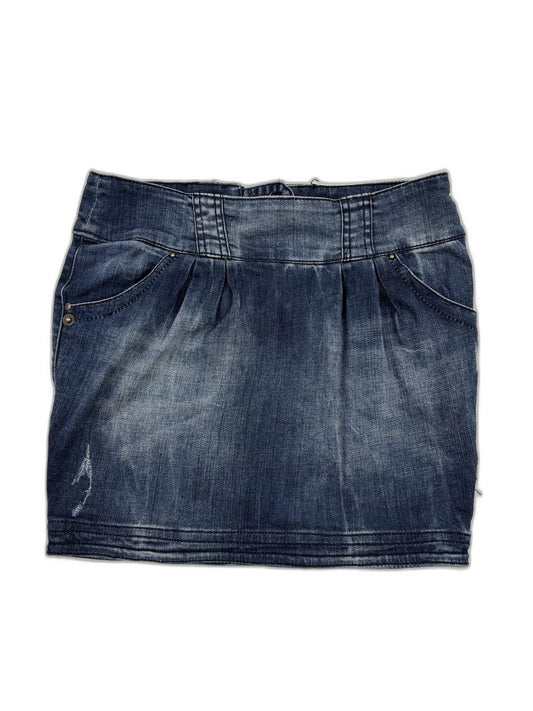 Stradivarius High-Waist Washed Blue Denim Mini Skirt - M | Waist 30"