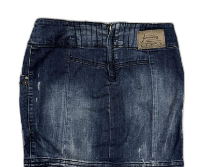 Stradivarius High-Waist Washed Blue Denim Mini Skirt - M | Waist 30"
