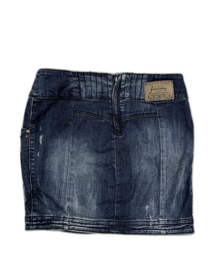 Stradivarius High-Waist Washed Blue Denim Mini Skirt - M | Waist 30"