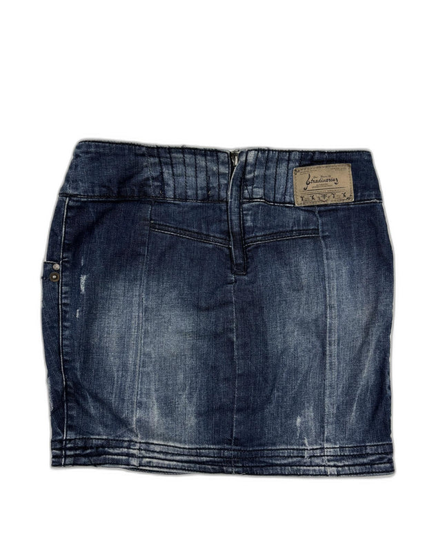 Stradivarius High-Waist Washed Blue Denim Mini Skirt - M | Waist 30"