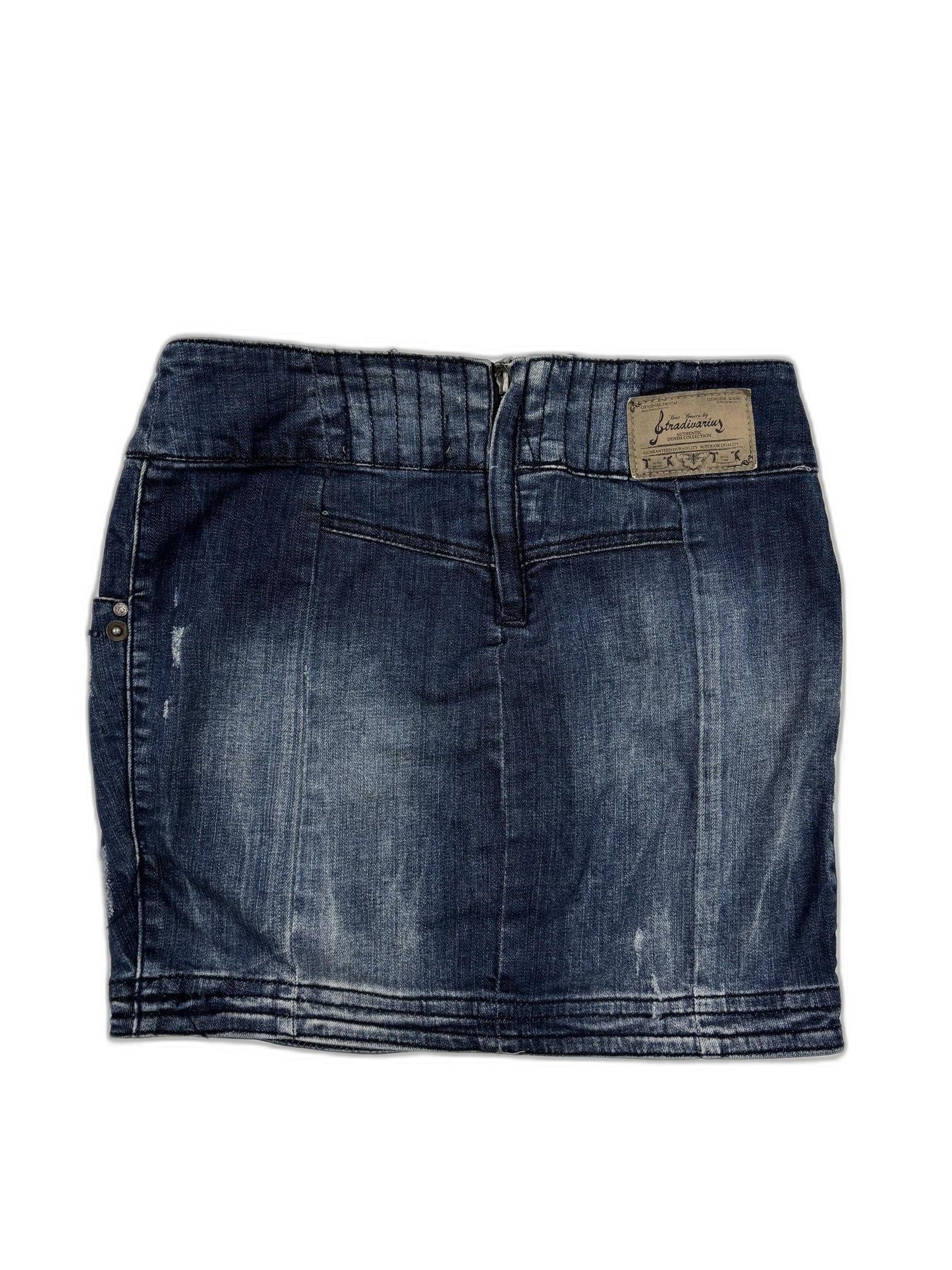 Stradivarius High-Waist Washed Blue Denim Mini Skirt - M | Waist 30"