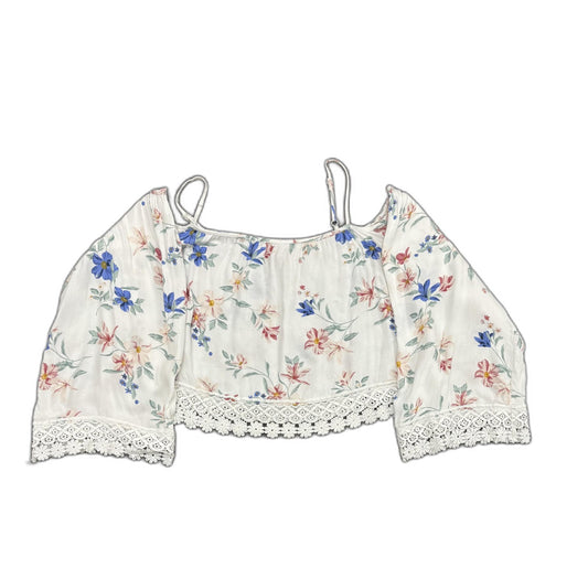 H&M Divided White Floral Lace-Trimmed Off-Shoulder Crop Top - M