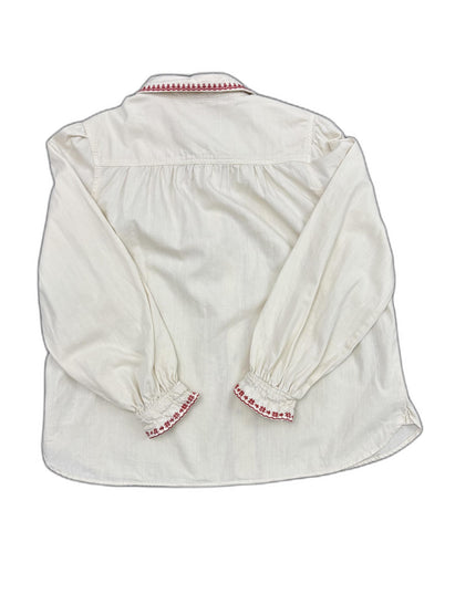Per Una Embroidered Cotton Button-Up White Shirt - XXL