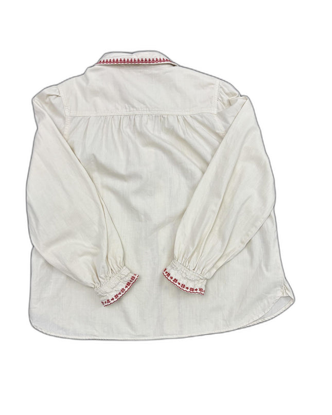 Per Una Embroidered Cotton Button-Up White Shirt - XXL
