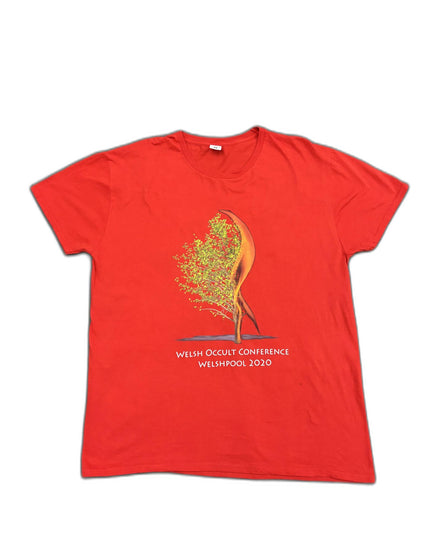 Fruit of the Loom Red Welsh Occult Conference 2020 Graphic T-Shirt - M