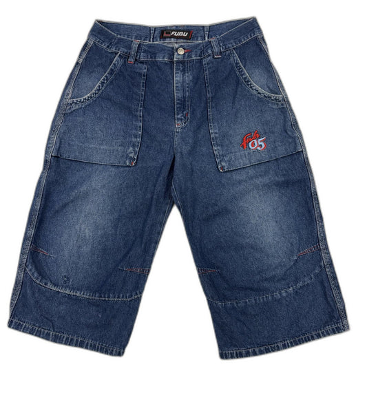 FUBU 05 Vintage Denim Cargo Shorts - M | Waist: 32"