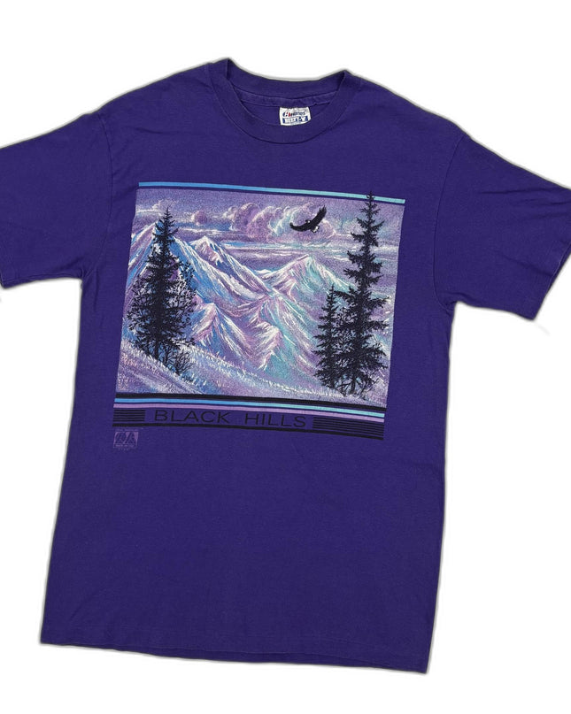 Hanes Beefy-T Black Hills Purple Scenic Graphic T-Shirt - S