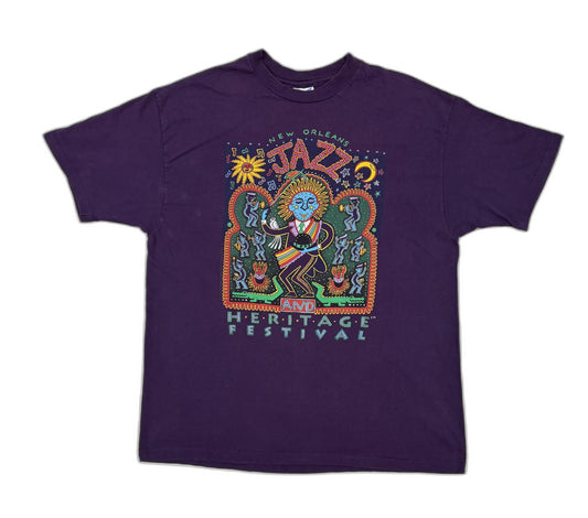 Vintage Made in USA Hanes Beefy-T New Orleans Jazz & Heritage Festival Graphic T-Shirt - L