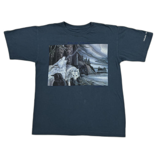 Wolf Clan Pacific Northwest Howling Wolves Navy Graphic T-Shirt - L