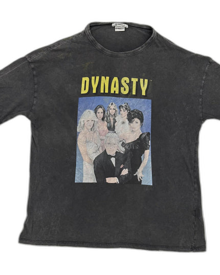 Zara Trafaluc Dynasty Washed Black 80s TV Graphic T-Shirt - L