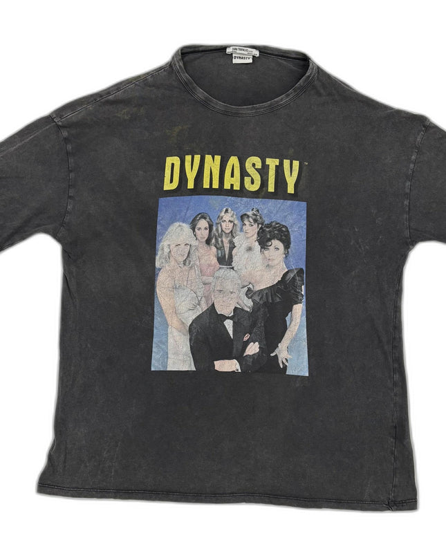 Zara Trafaluc Dynasty Washed Black 80s TV Graphic T-Shirt - L