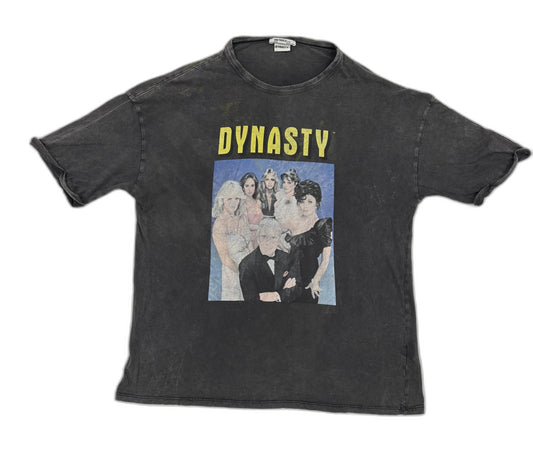 Zara Trafaluc Dynasty Washed Black 80s TV Graphic T-Shirt - L