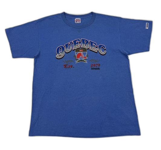 Vintage Made in USA Trench Ultra Quebec Nordiques 1979 Blue NHL Graphic T-Shirt - XL