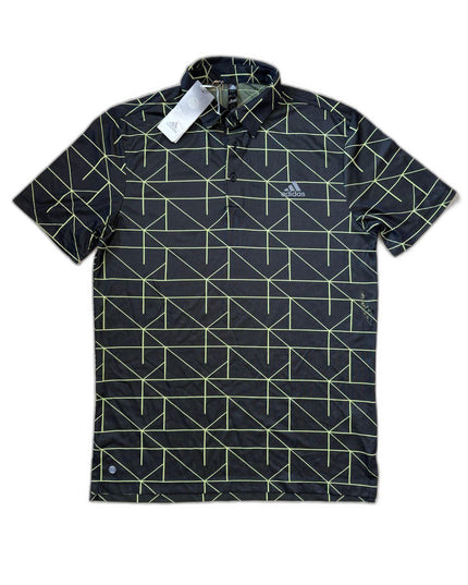 Adidas Jacquard Lines Golf Shirt Modern Black Polo - M | New With Tags