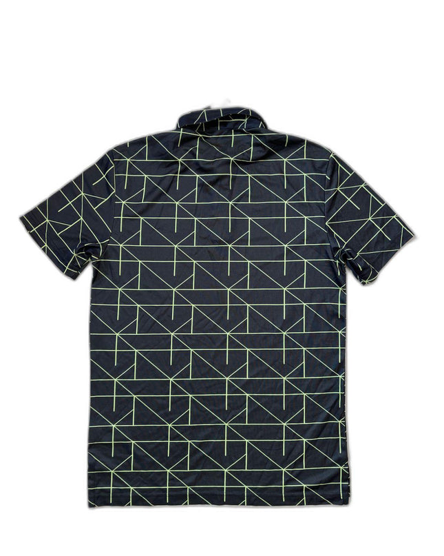 Adidas Jacquard Lines Golf Shirt Modern Black Polo - M | New With Tags