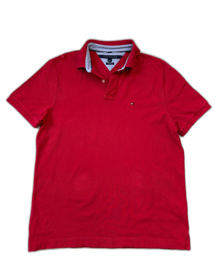 Tommy Hilfiger Custom Fit Red Oxford-Collar Polo Shirt - L