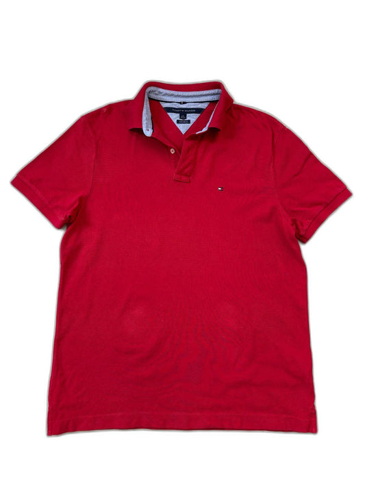 Tommy Hilfiger Custom Fit Red Oxford-Collar Polo Shirt - L