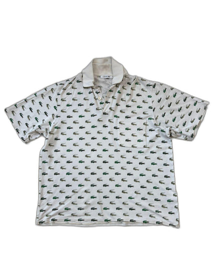 Lacoste Rare All-Over Croc Embroidered White Polo Shirt - L