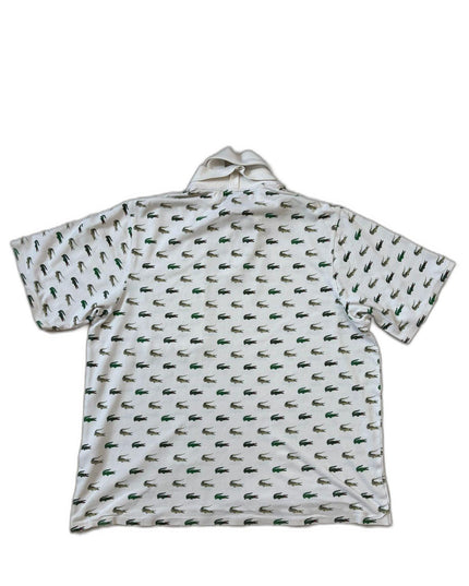 Lacoste Rare All-Over Croc Embroidered White Polo Shirt - L